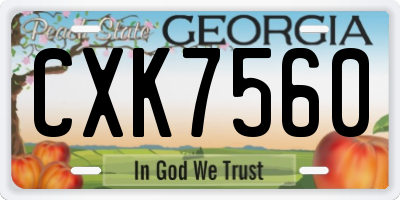 GA license plate CXK7560
