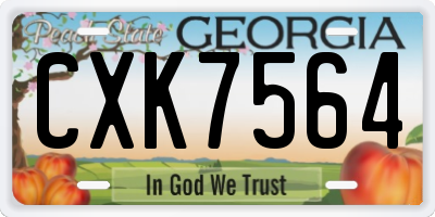 GA license plate CXK7564