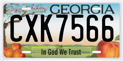 GA license plate CXK7566