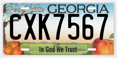 GA license plate CXK7567