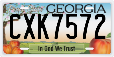 GA license plate CXK7572