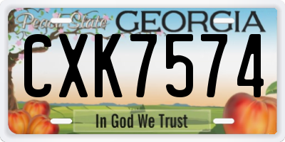 GA license plate CXK7574