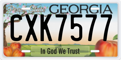 GA license plate CXK7577