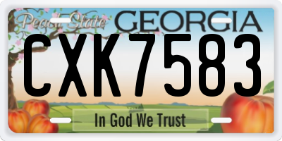 GA license plate CXK7583
