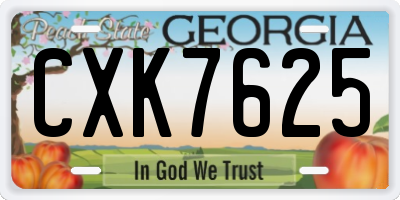GA license plate CXK7625