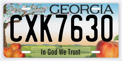 GA license plate CXK7630