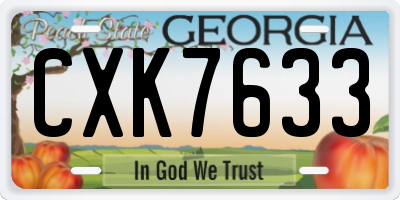 GA license plate CXK7633