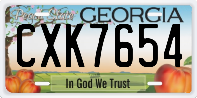 GA license plate CXK7654