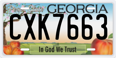 GA license plate CXK7663