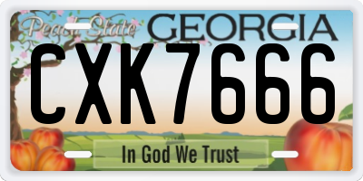 GA license plate CXK7666