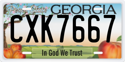 GA license plate CXK7667
