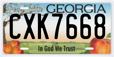 GA license plate CXK7668