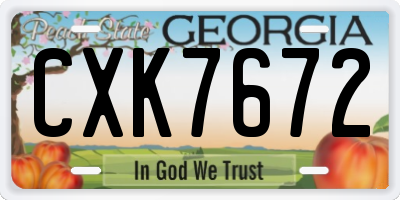 GA license plate CXK7672