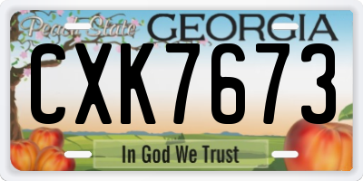 GA license plate CXK7673