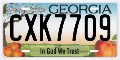 GA license plate CXK7709