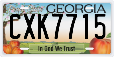 GA license plate CXK7715