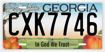 GA license plate CXK7746