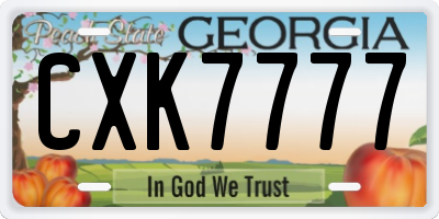 GA license plate CXK7777