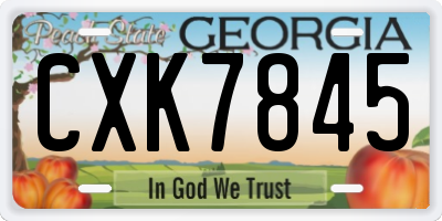 GA license plate CXK7845