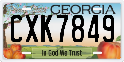 GA license plate CXK7849