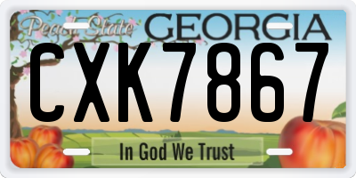 GA license plate CXK7867