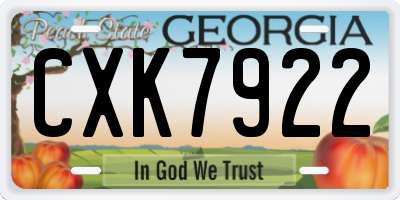 GA license plate CXK7922
