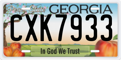 GA license plate CXK7933