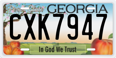 GA license plate CXK7947