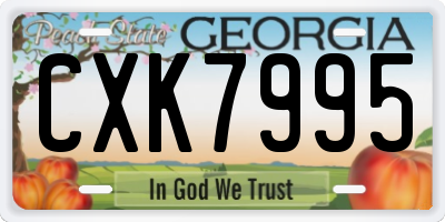 GA license plate CXK7995