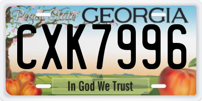 GA license plate CXK7996