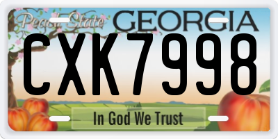 GA license plate CXK7998