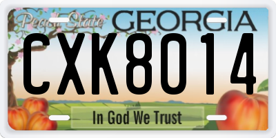 GA license plate CXK8014