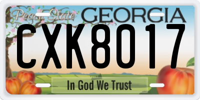 GA license plate CXK8017