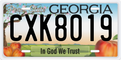 GA license plate CXK8019