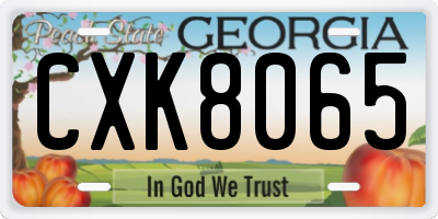 GA license plate CXK8065