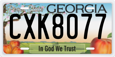 GA license plate CXK8077