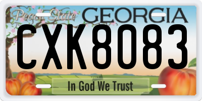 GA license plate CXK8083