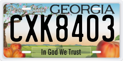 GA license plate CXK8403