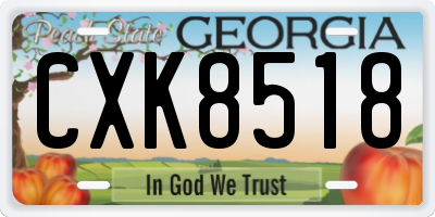 GA license plate CXK8518