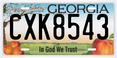 GA license plate CXK8543