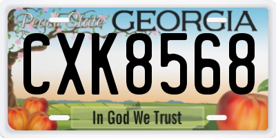 GA license plate CXK8568
