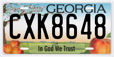 GA license plate CXK8648