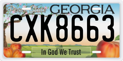 GA license plate CXK8663