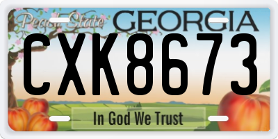 GA license plate CXK8673