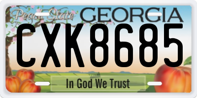 GA license plate CXK8685