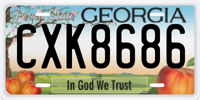 GA license plate CXK8686