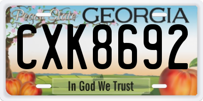 GA license plate CXK8692