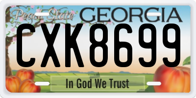 GA license plate CXK8699