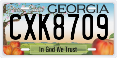 GA license plate CXK8709