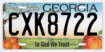 GA license plate CXK8722
